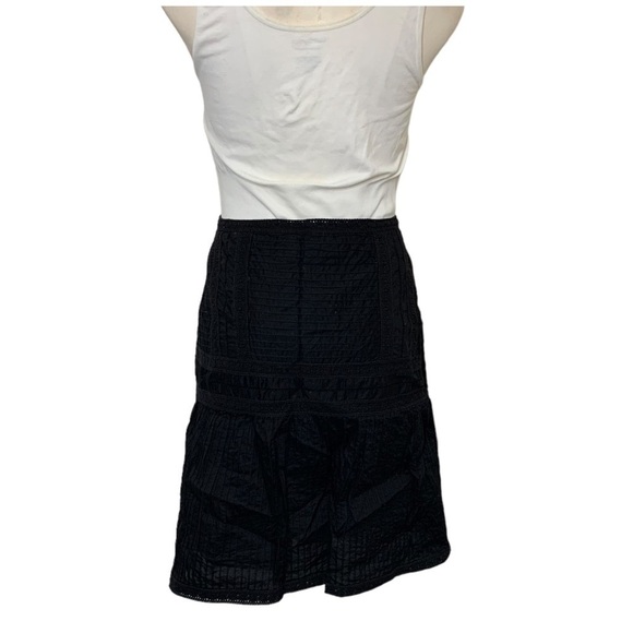 International Concept Black Skirt Minimalist A-Line Pintuck Lace Sz 12 - Picture 3 of 10